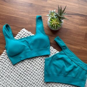 Missactiver Turquoise Sports Bra Set Small